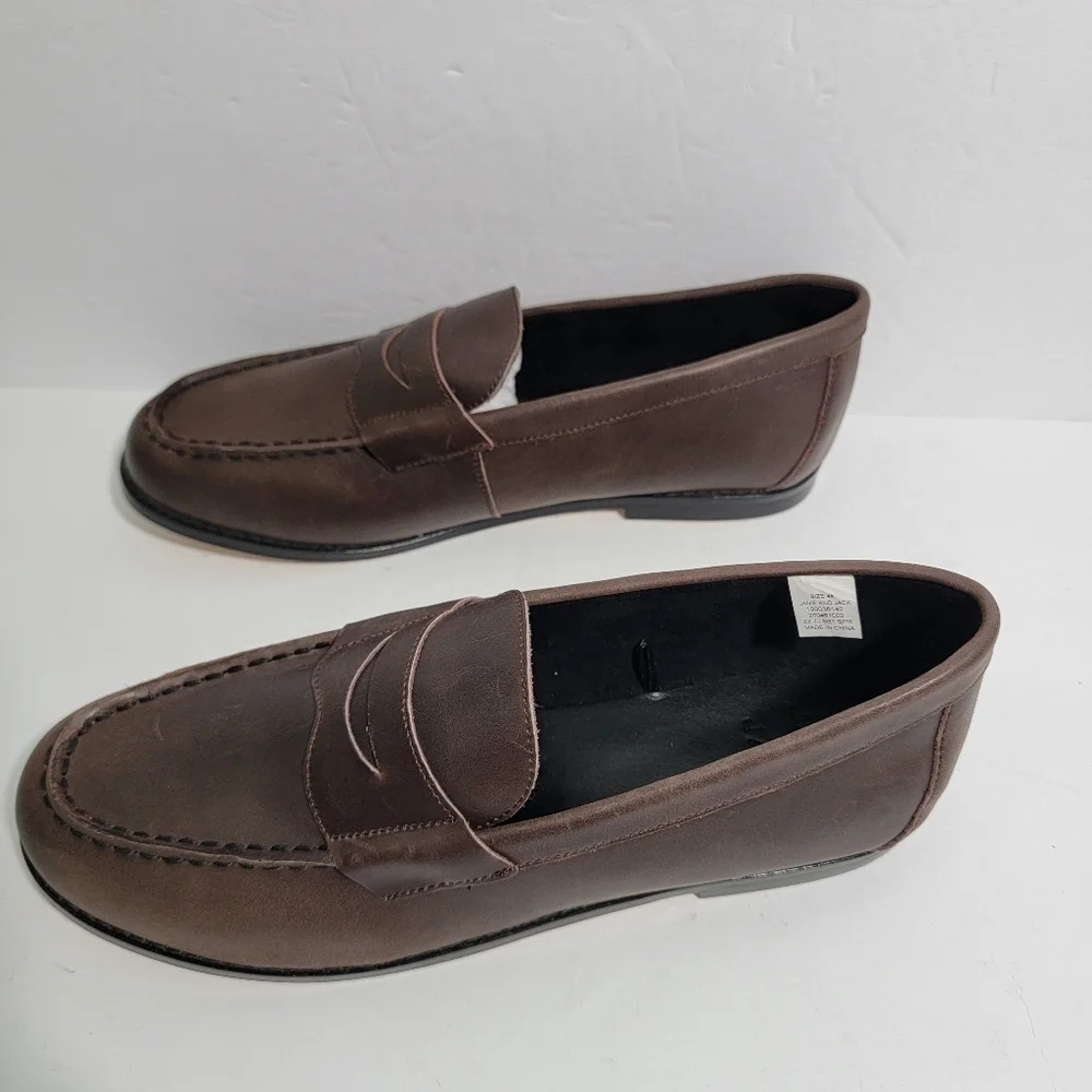 NEW JANIE & JACK Kids Leather Slip-On Shoes Size 4K Brown Leather Sole Unisex